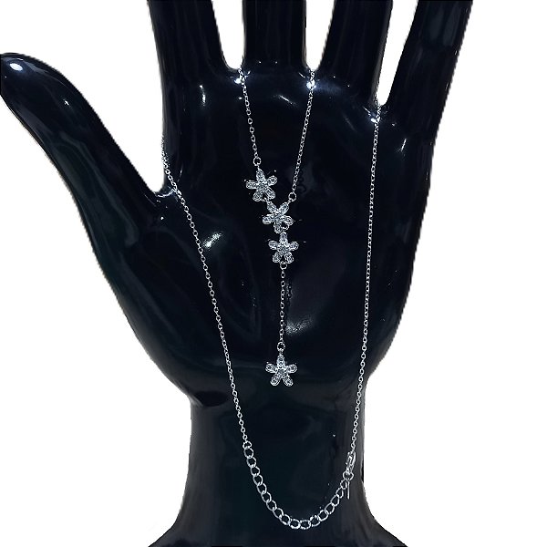 Corrente de Prata 925 Cartier Flowers 4 Flores