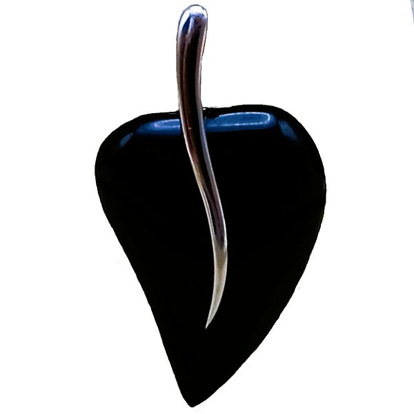 Pingente Coração Negro de Prata 925 com Corrente 45 cm