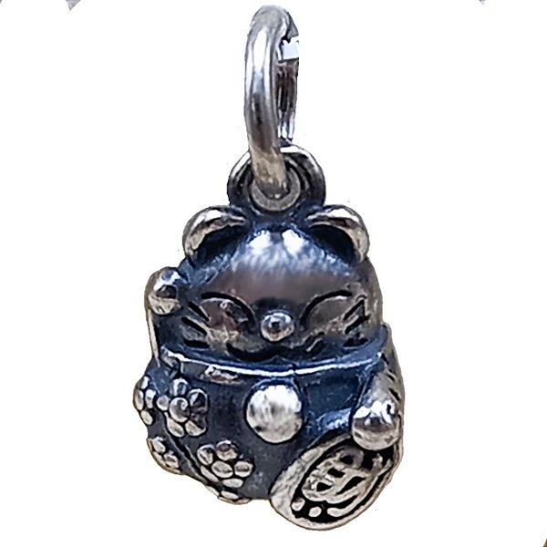 Pingente de Prata 925 Mini Gatinho da Sorte Maneki-Neko