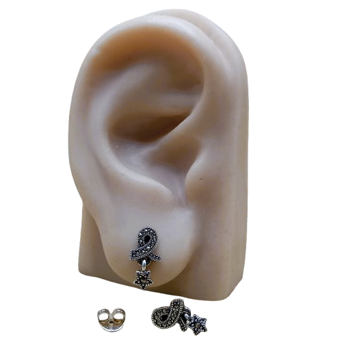 Brinco de Prata 925 Laço e Estrelinha com Marcassitas