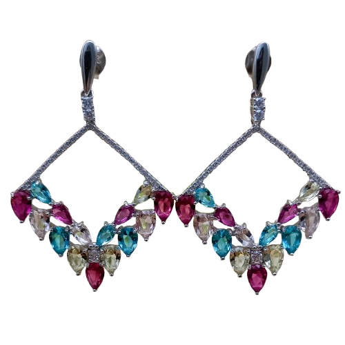 Brinco Longo de Prata 925 Colors 5 cm