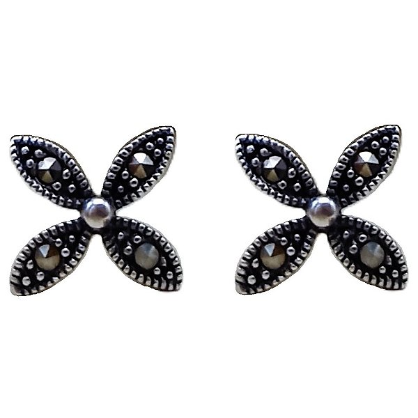 Brinco de Prata 925 Florzinha com Marcassitas