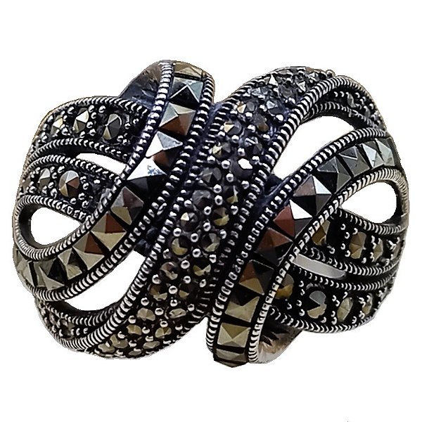 Anel Rodovia de Prata 925 com Marcassitas No. 22