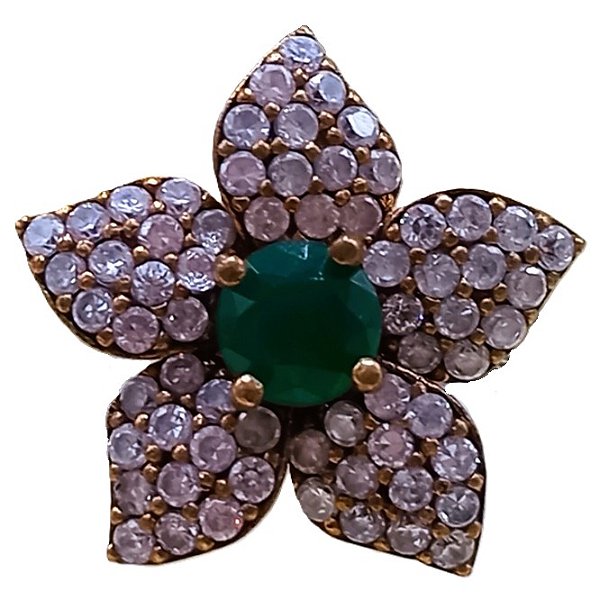 Anel Turco Flor de Prata 925 e Bronze 8,8g