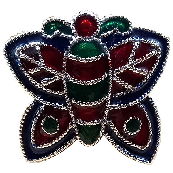 Anel de Prata 925 Borboleta Vitral