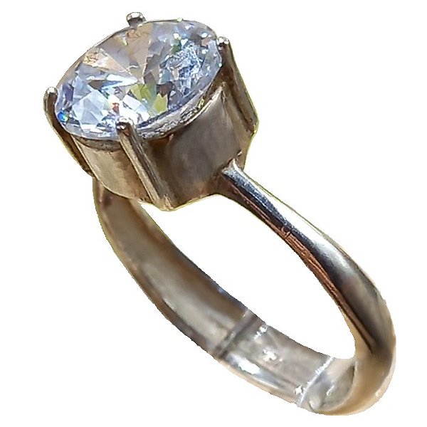 Anel Solitário de Prata 925 com Zircônia 9mm