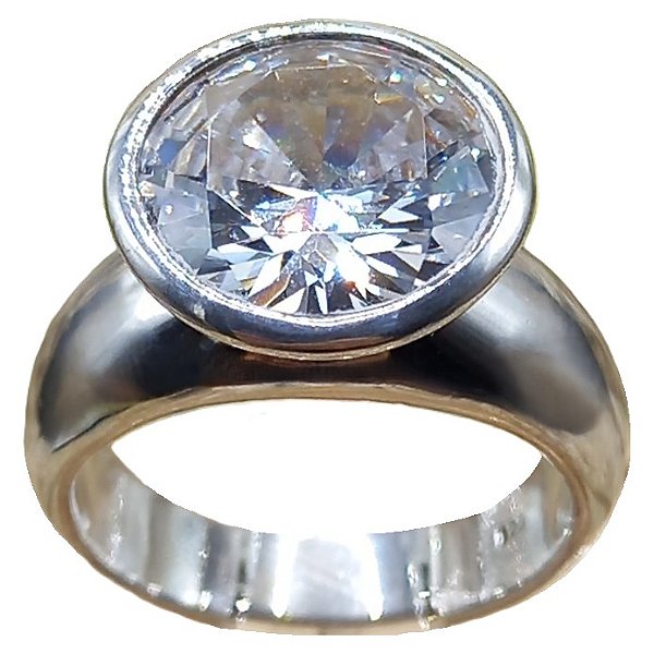 Anel Solitário de Prata 925 com Zircônia 12mm