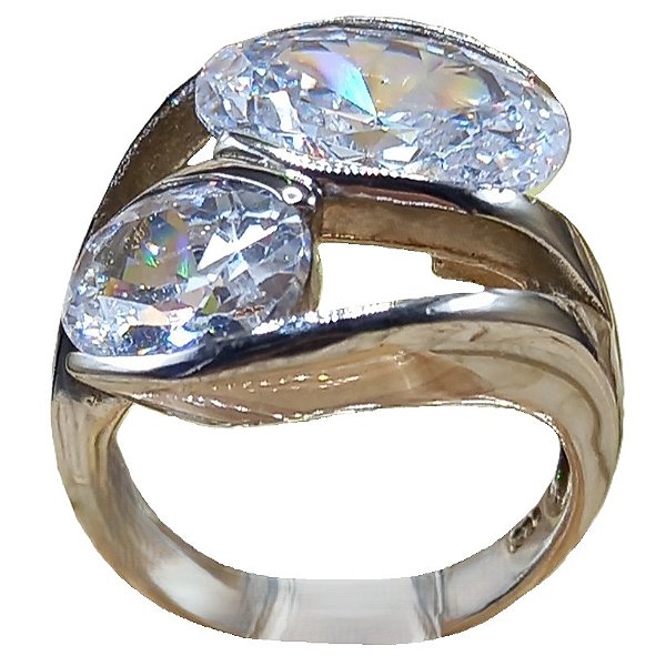 Anel de Prata 925 Dueto Zircônia Cristal 9,9g