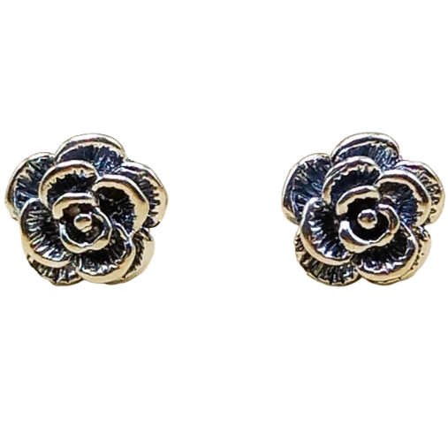 Brinco de Prata 925 Flor Florzinha Envelhecida 8,5 mm