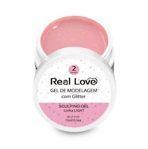 GEL CONSTRUTOR COM GLITTER REAL LOVE 2 PINK NUDE 15 ML