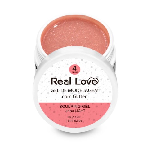 GEL CONSTRUTOR COM GLITTER REAL LOVE 4 NUDE 15 ML