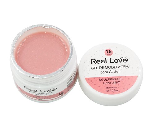 GEL CONSTRUTOR COM GLITTER REAL LOVE 16 NUDE 15 ML