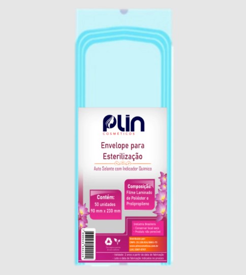 ENVELOPE PARA ESTERILIZAÇAO AUTO SELANTE C/ 50 UNI PLIN COSMETICOS