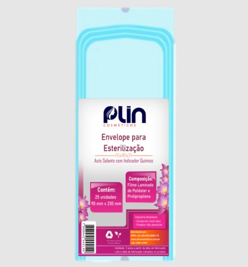 ENVELOPE PARA ESTERILIZAÇAO AUTO SELANTE C/ 25 UNI PLIN COSMETICOS