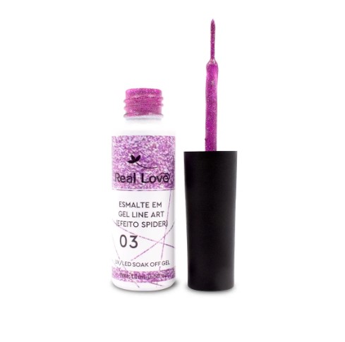 ESMALTE EM GEL LINE ART (EFEITO SPIDER) 10ML COR 03 REAL LOVE
