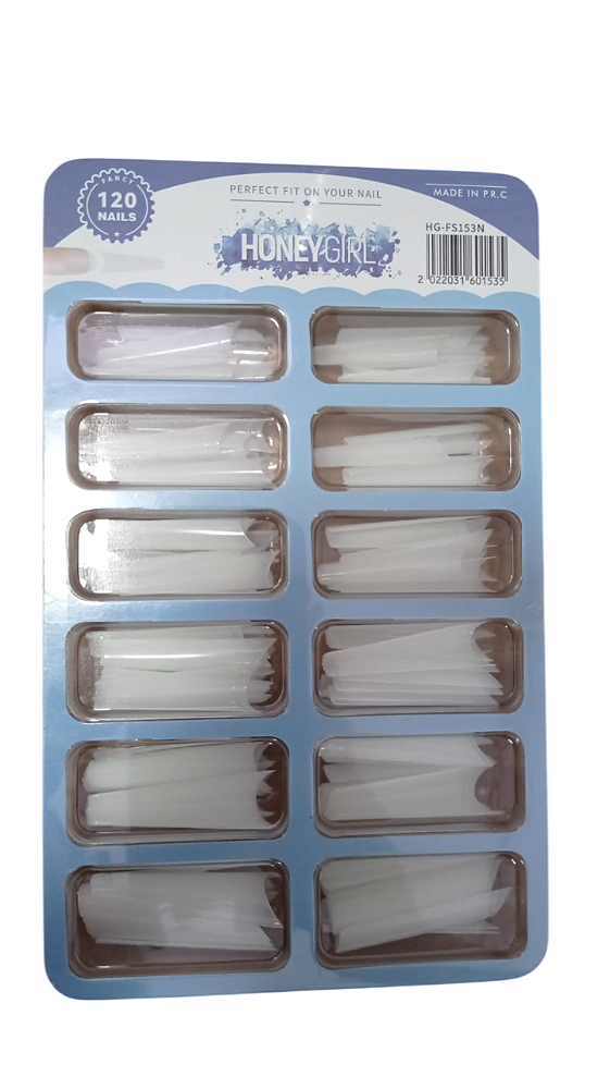 CAIXA DE TIPS BAILARINA EXTRA LONGA LEITOSA 120 UNI HONEY GIRL