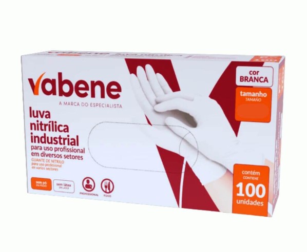 LUVA NITRILICA BRANCA TAM M COM 100UN VABENE