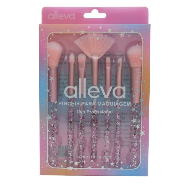 KIT COM 7 PINCEIS PARA MAQUIAGEM ALLEVA