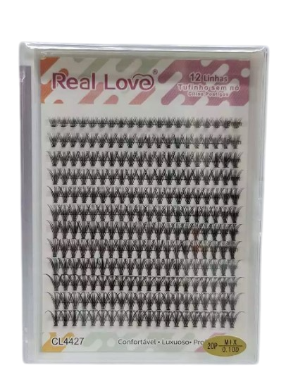 CAIXA DE CILIOS TUFINHO SEM NÓ 20P MIX 0.10D REAL LOVE