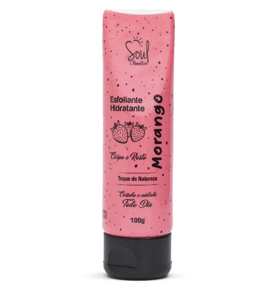 ESFOLIANTE HIDRATANTE CORPO E ROSTO MORANGO 100G SOUL COSMETICOS