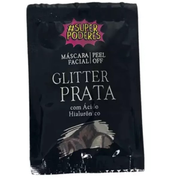 SACHE MASCARA FACIAL 8G GLITTER PRATA SUPER PODERES