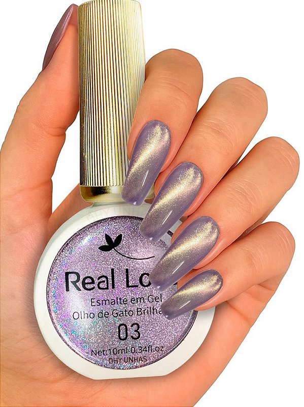 ESMALTE EM GEL 10ML OLHO DE GATO BRILHANTE COR 03 REAL LOVE
