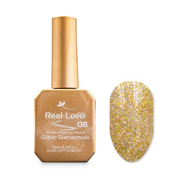 ESMALTE EM GEL GLITTER REFLETIVO 10ML COR 08 REAL LOVE