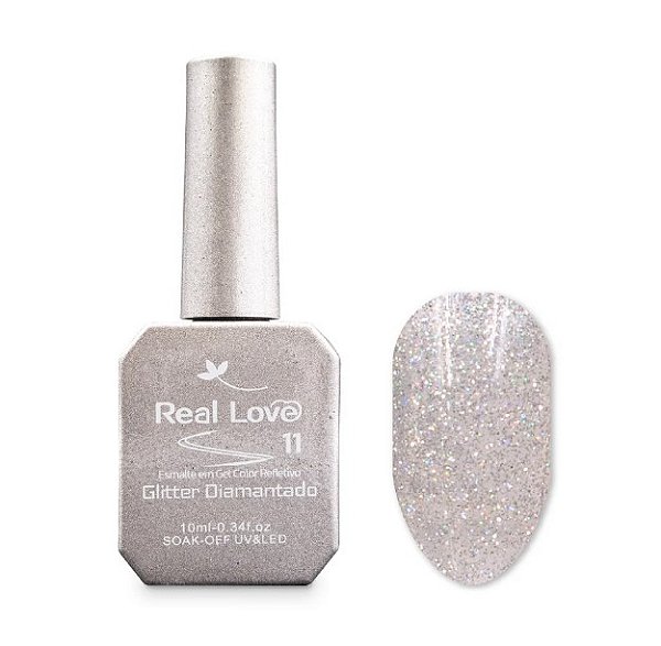 ESMALTE EM GEL GLITTER REFLETIVO 10ML COR 11 REAL LOVE