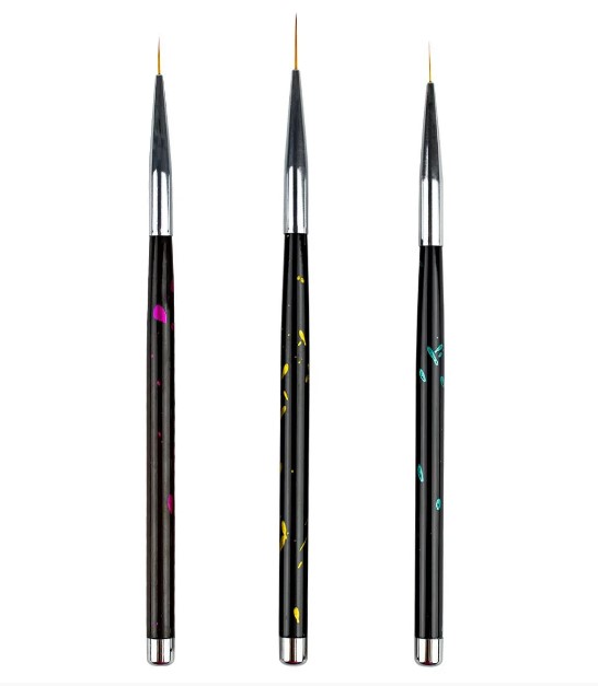 KIT COM 3 UNI DE PINCEL FINO PARA DECORAÇAO DE UNHAS
