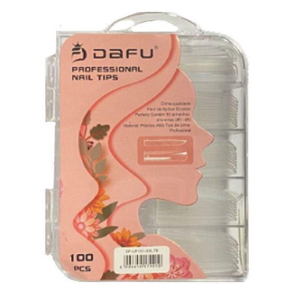 UNHA POSTIÇA REALISTA QUADRADA EXTRA LONGA TRANSPARENTE 100PÇS DAFU