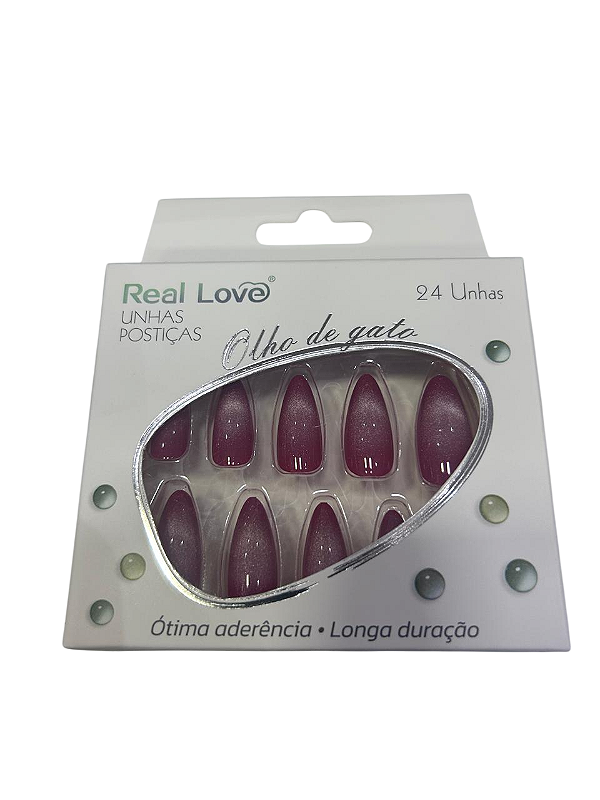 UNHA POSTIÇA OLHO DE GATO COM 24UN REAL LOVE