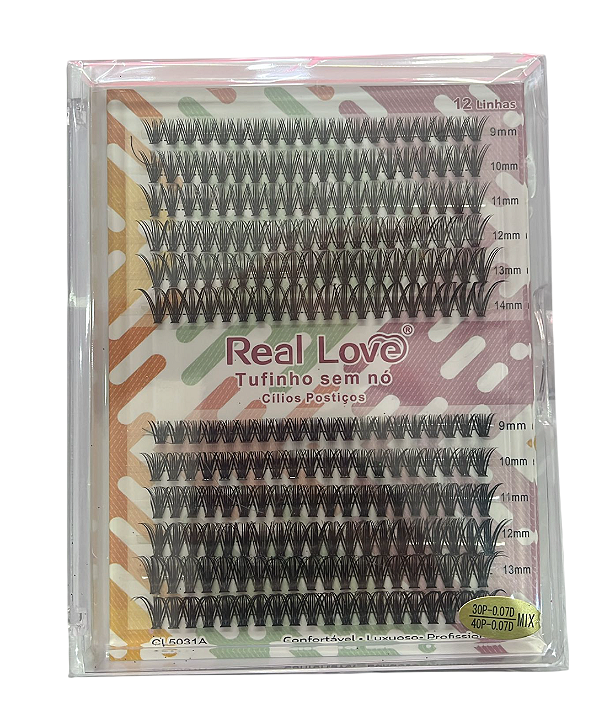 CILIOS TUFINHO SEM NÓ 30P 0.07D + 40P 0.07D MIX REAL LOVE