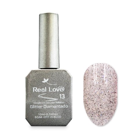 ESMALTE EM GEL GLITTER REFLETIVO 10ML COR 13 REAL LOVE