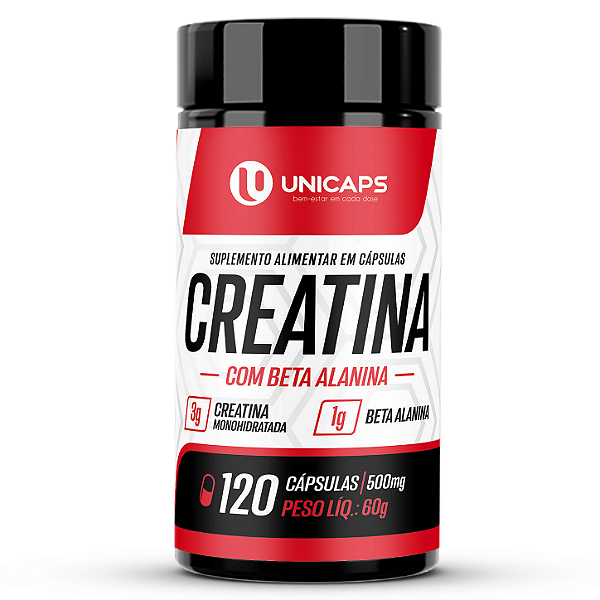 Creatina com Beta Alanina 120 Cápsulas 500mg - Unicaps