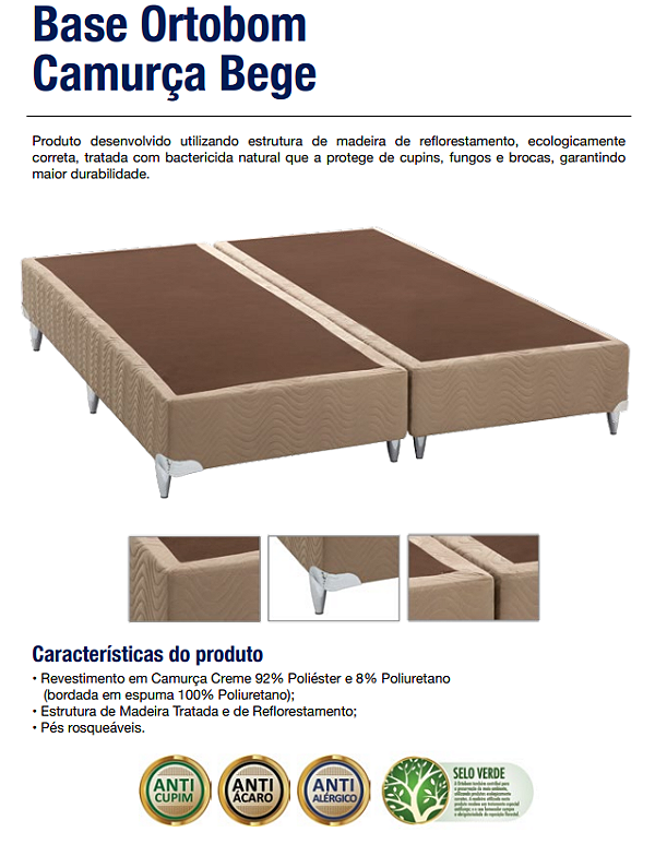 BASE PARA BOX - KING - CAMURCA BEGE 10x203x193 - ORTOBOM