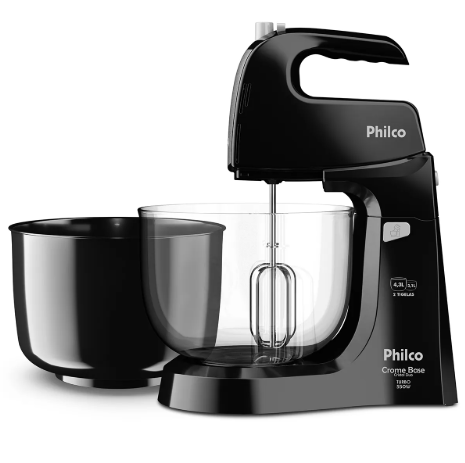 BATEDEIRA PHILCO CROME BASE CRISTAL DUO 127V PRETO