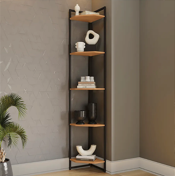 TORRE DE CANTO KAPPESBERG 5 PRATELEIRAS FREIJO/PRETO FOSCO - LINHA INDUSTRIAL