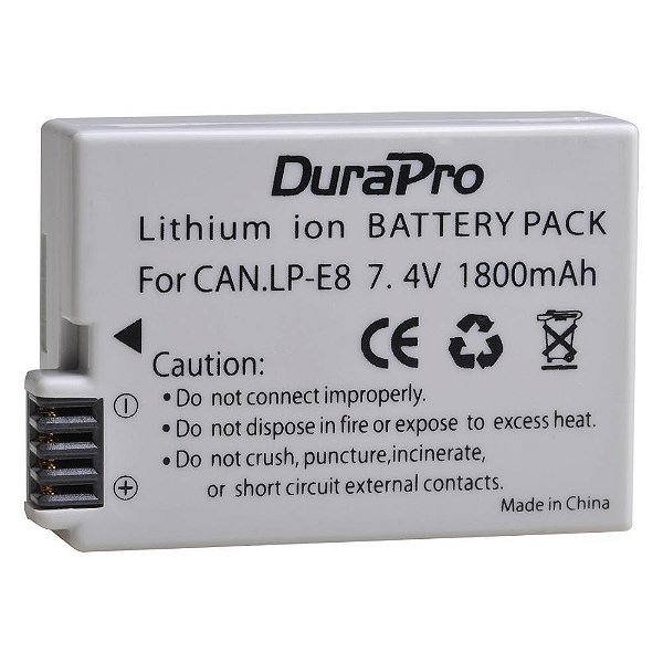 Bateria Durapro LP-E8 Lithium-Ion 1.800mAh para Câmeras Canon T2i T3i T4i e T5i