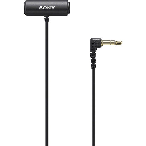 Microfone de Lapela Estéreo Compacto Sony ECM-LV1 com conector P2 TRS