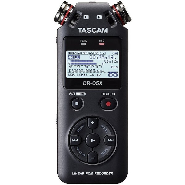 Tascam DR-05X Gravador de Áudio Digital Estéreo de Mão com Interface de Áudio USB