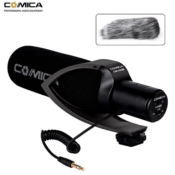 Microfone Comica CVM-V30 PRO Shotgun Condensador Direcional com WindMuff