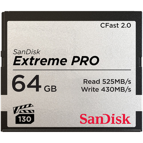 Cartão CFast 2.0 SanDisk Extreme PRO 64GB 525-430MB/s