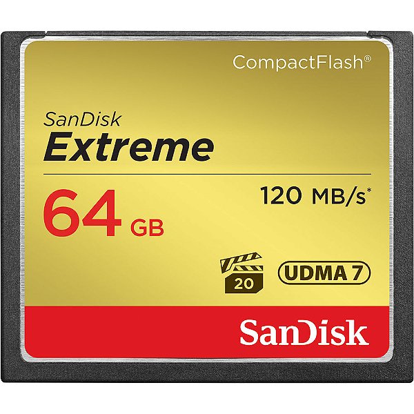 Cartão de Memória CompactFlash SanDisk Extreme CF 64GB 120MB/s UDMA 7