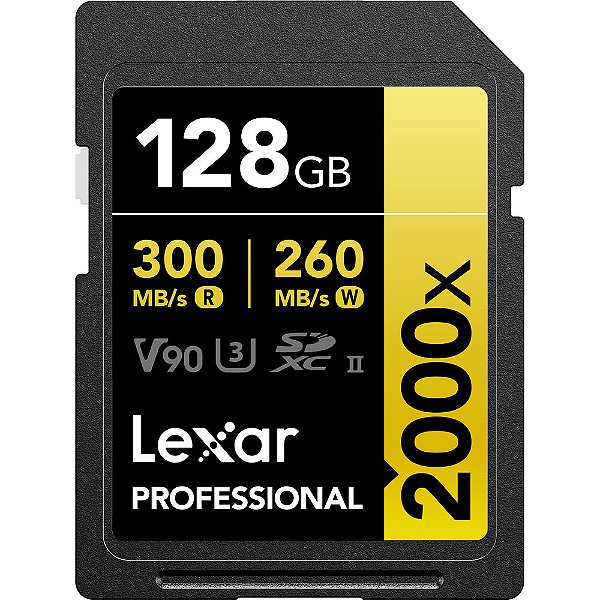 Cartão de Memória SDXC UHS-II Lexar Série GOLD 128GB 300-260MB/s V90