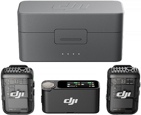 DJI Mic 2 Sistema/Gravador de Microfone Digital Duplo sem Fio para Câmera e Smartphone