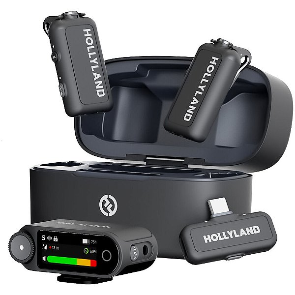Hollyland LARK MAX 2 Combo (2rx) Sistema de Microfone Digital sem Fio Compacto Duplo