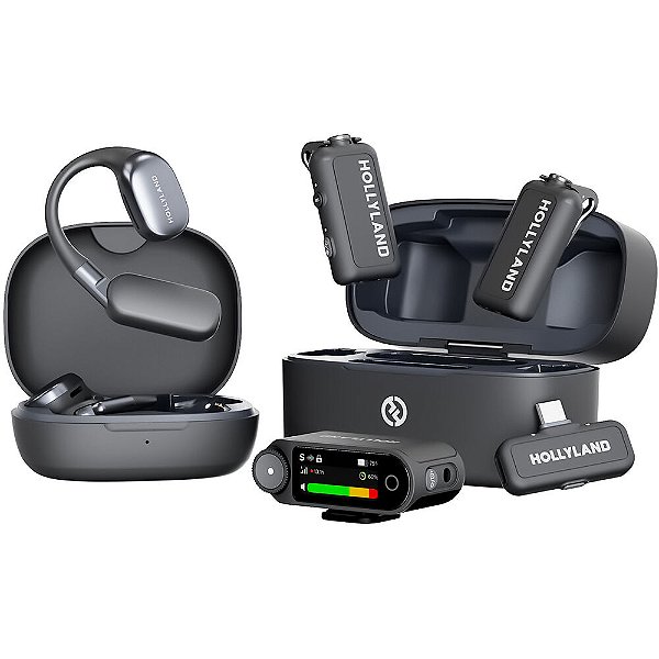 Hollyland LARK MAX 2 Ultimate Combo (2rx) Sistema de Microfone sem Fio Duplo com Fones