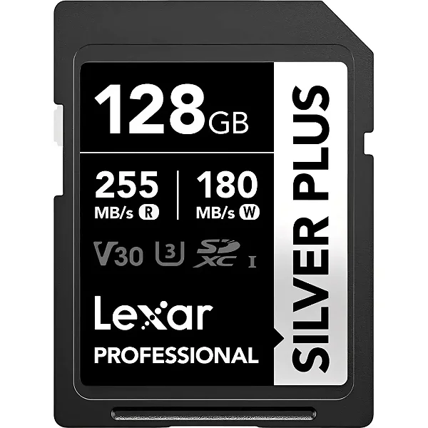 Cartão de Memória SDXC Lexar Silver Plus 128GB 255-180MB/s V30