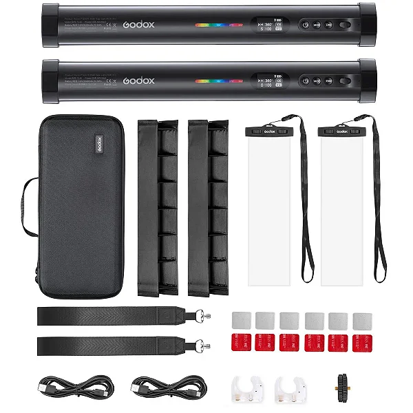 Kit com 2 Bastão de LED RGB Godox TL30 com Bateria Interna