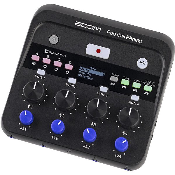 Zoom PodTrak P4next Gravador Portátil Multipista de Podcast